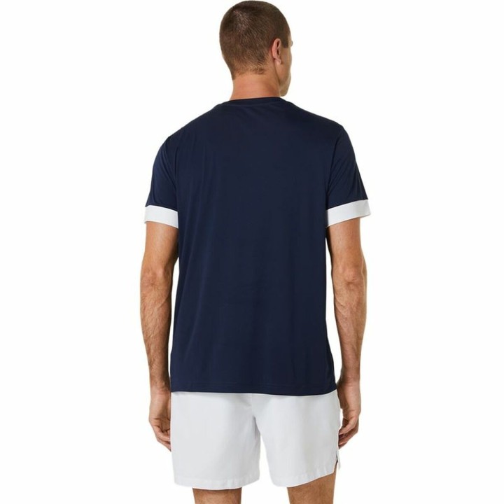 Kurzärmliges Sport T-Shirt Asics Court Marineblau Tennis