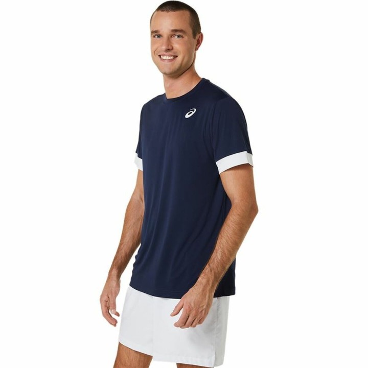 Kortærmet Sport T-shirt Asics Court Marineblå Tovtrækning
