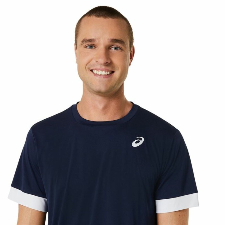 Kortærmet Sport T-shirt Asics Court Marineblå Tovtrækning