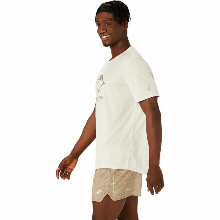 T shirt à manches courtes Asics Fujitrail Logo Ss Top Beige