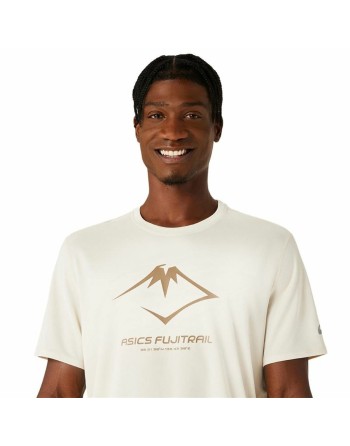 Maglia a Maniche Corte Asics Fujitrail Logo Ss Top Beige