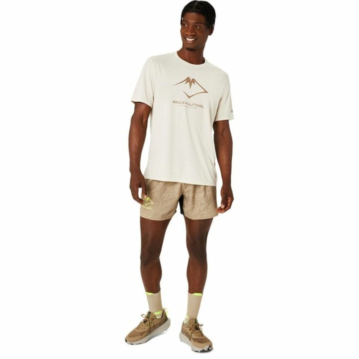 T shirt à manches courtes Asics Fujitrail Logo Ss Top Beige