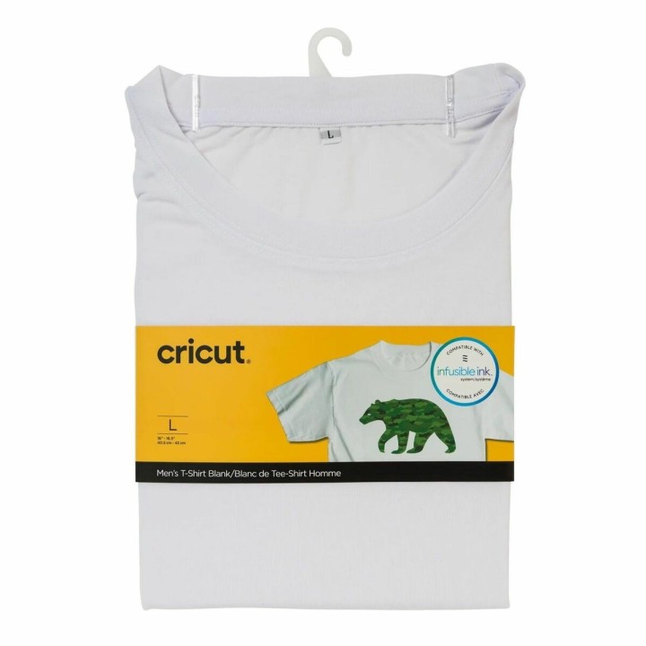 T-shirt, der kan tilpasses til skæreplotter Cricut Men's Hvid L