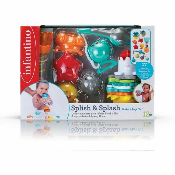 Sæt med legetøj til badeværelset Infantino Bath Set 17 Dele akvatisk