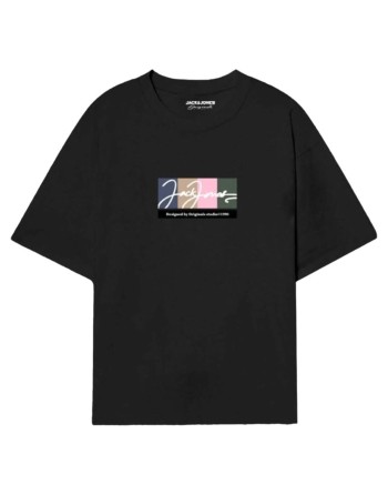Camiseta de Manga Corta Hombre Jack & Jones JORPORTLAND BLOCK BRANDING SS CN LN 12262662 Negro