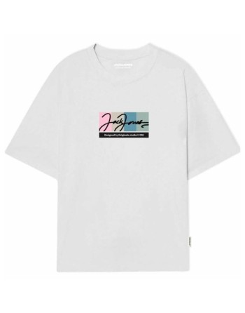 T-shirt à manches courtes homme Jack & Jones JORPORTLAND BLOCK BRANDING SS CN LN 12262662 Blanc