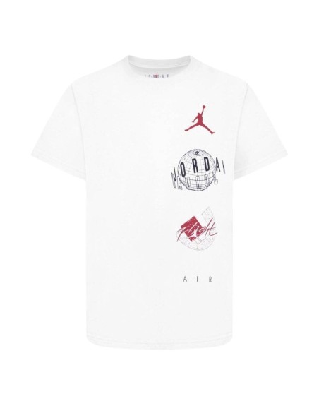 Maglia a Maniche Corte per Bambini Nike JDB AIR GLOBE JORDAN SS TEE 95D121 001 Bianco