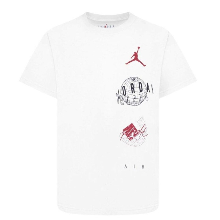 Maglia a Maniche Corte per Bambini Nike JDB AIR GLOBE JORDAN SS TEE 95D121 001 Bianco