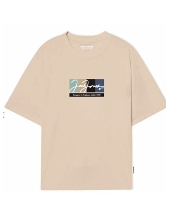 Men’s Short Sleeve T-Shirt Jack & Jones JORPORTLAND BLOCK BRANDING SS CN LN 12262662 Beige