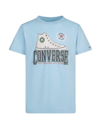 Camiseta de Manga Corta Infantil Converse Script Sneaker Gfx Azul cielo
