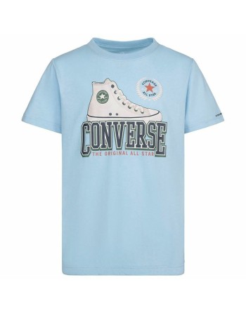 Maglia a Maniche Corte per Bambini Converse Script Sneaker Gfx Blu cielo