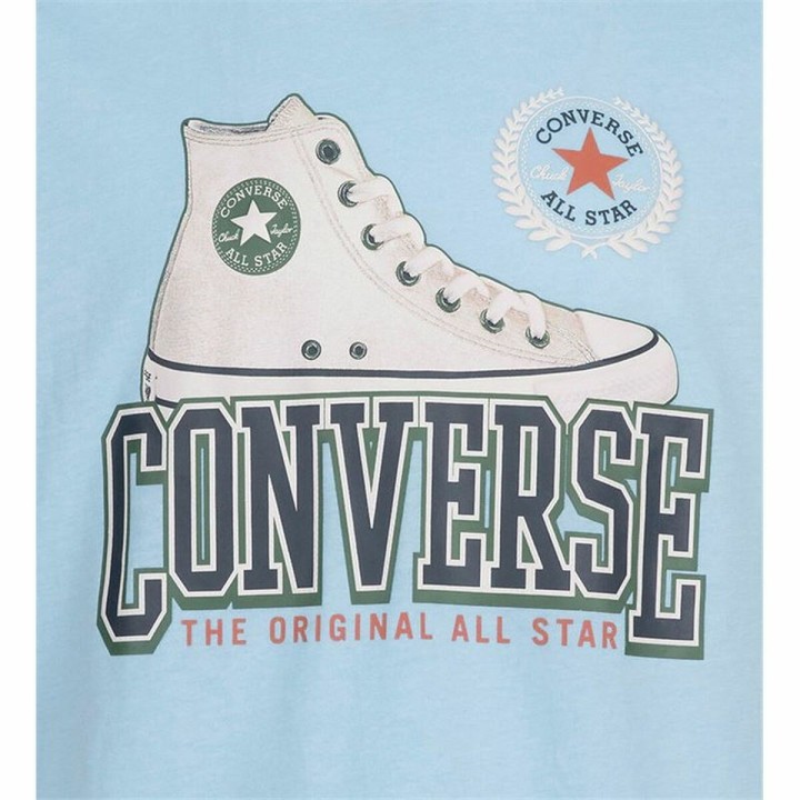 T shirt à manches courtes Enfant Converse Script Sneaker Gfx Bleu ciel