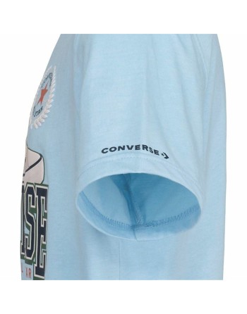 Maglia a Maniche Corte per Bambini Converse Script Sneaker Gfx Blu cielo