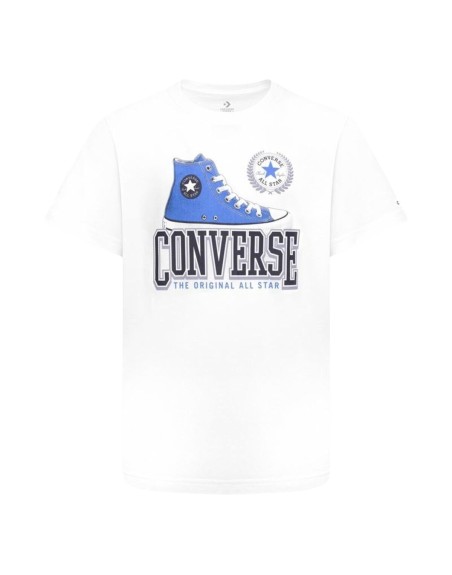 Camiseta de Manga Corta Infantil Converse Script Sneaker Gfx Sse Blanco