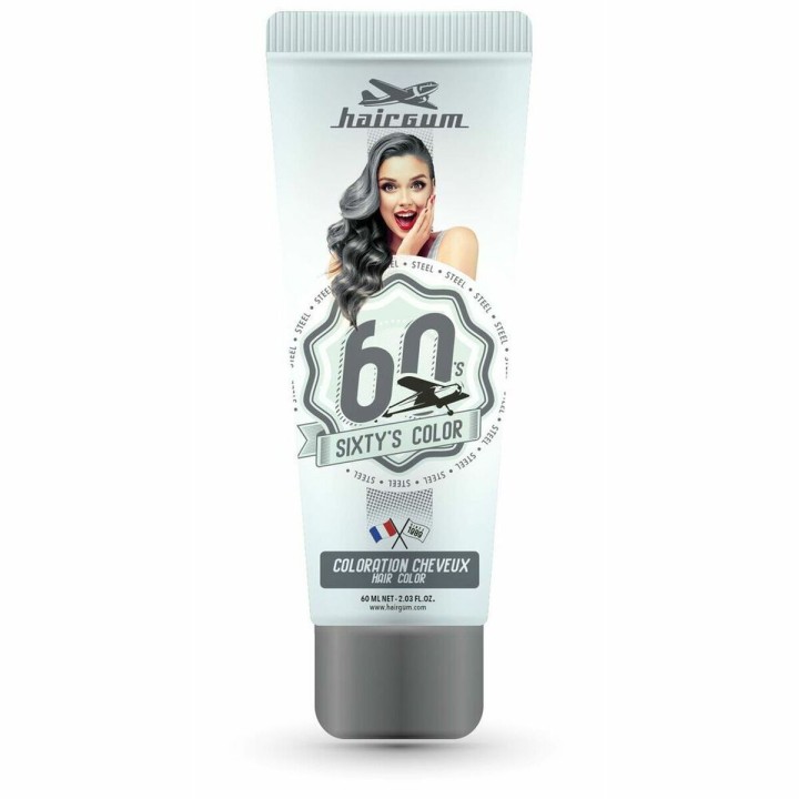 Semi-permanent Farve Hairgum Sixty's Color Stål (60 ml)