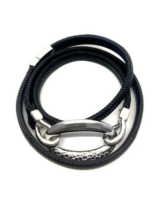 Bracelet Femme Panarea BR3GN Noir Argent Argenté (52 cm)