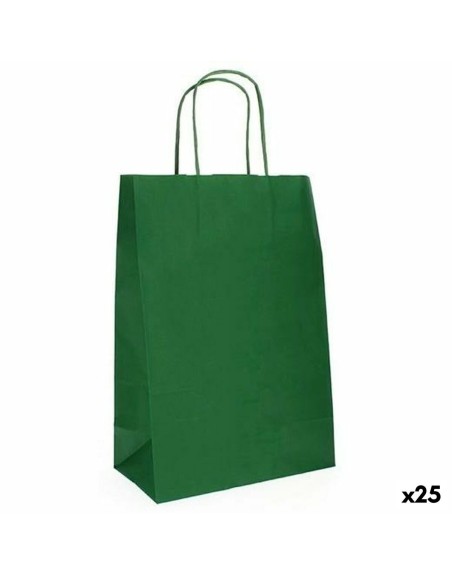 Tasker Fama 21 x 11 x 29 cm Papir Med håndtag 25 enheder Mørk grøn