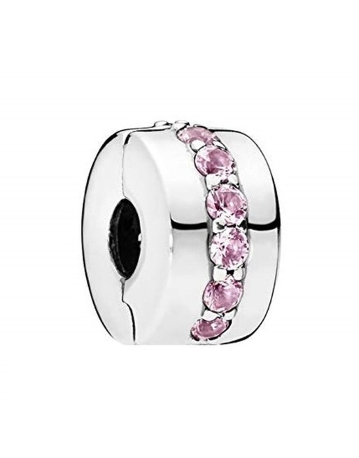 Woman's charm link Pandora PINK SPARKLING ROW CLIP