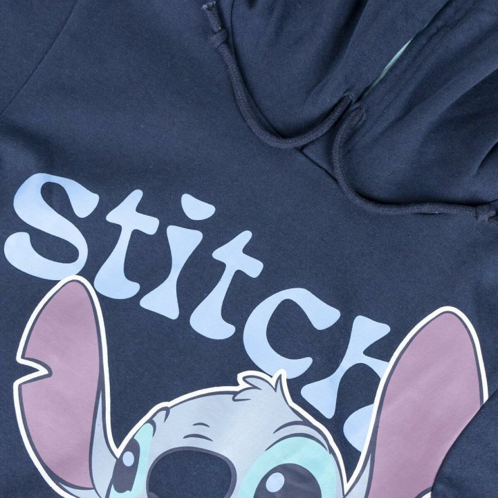 Hættetrøje til Børn Stitch Mørkeblå