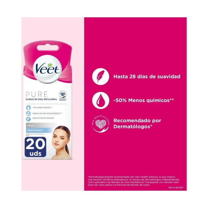 Bandas Depilatórias Faciais Veet Følsom hud 20 enheder