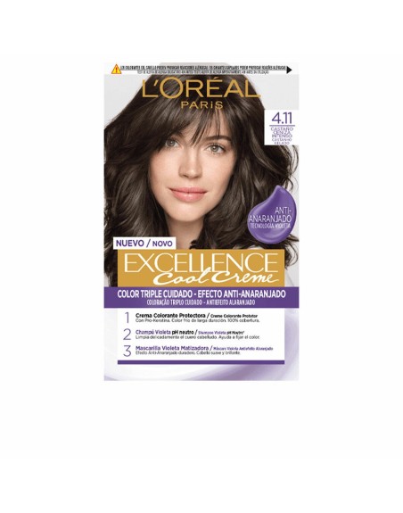 Permanent Colour Creme L'Oreal Make Up Excellence Cool Creme 4.11-castaño ceniza intenso