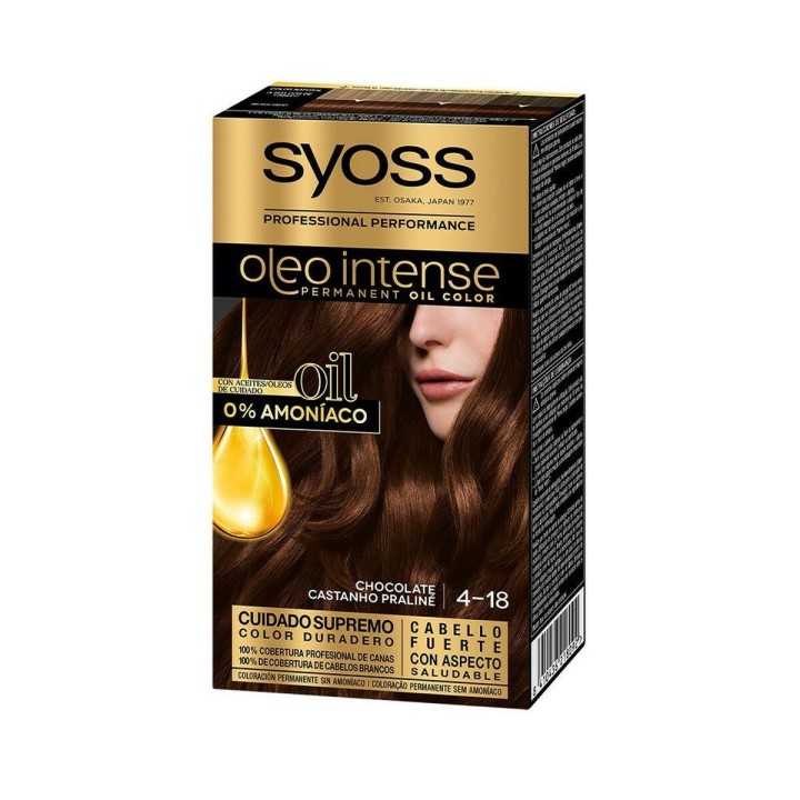 Tintura Permanente   Syoss Olio Intense Senza ammoniaca Nº 4,18 Cioccolato