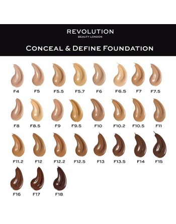 Base de Maquillaje Fluida Revolution Make Up Conceal & Define Nº F9 (23 ml)