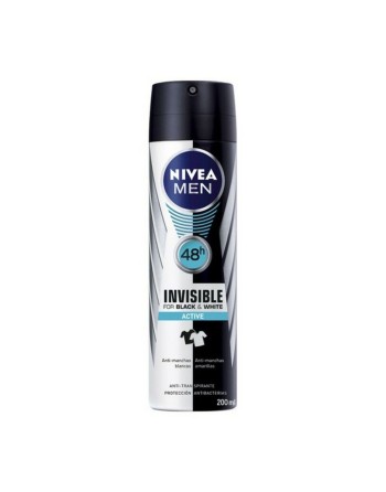 Desodorante en Spray Men Black & White Active Nivea Men Black White Active (200 ml) 200 ml