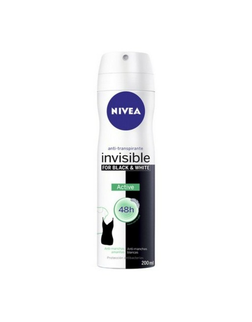Spray Deodorant Black & White Invisible Active Nivea Black White Invisible Active (200 ml) 200 ml