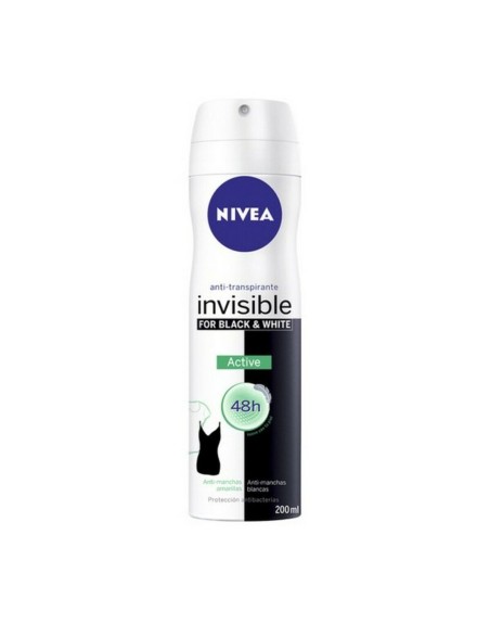 Desodorante en Spray Black & White Invisible Active Nivea Black White Invisible Active (200 ml) 200 ml