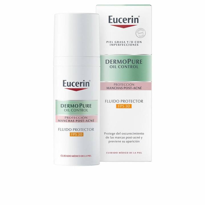 Sol lotion som forebygger brune pletter Eucerin Dermopure Behandling mod ufuldkommenheder 50 ml Spf 30