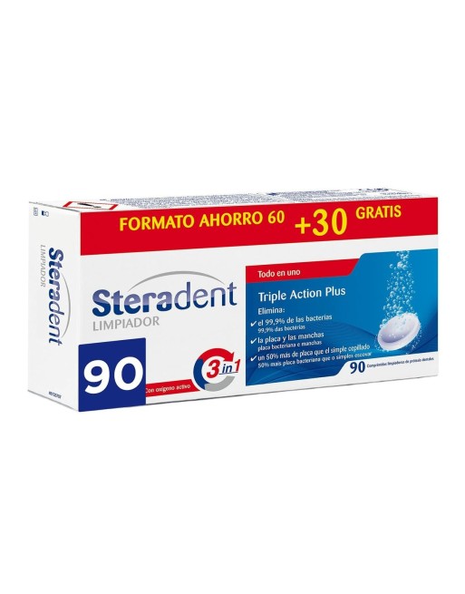 Rensetabletter til Tandproteser Steradent Triple Acción 90 enheder