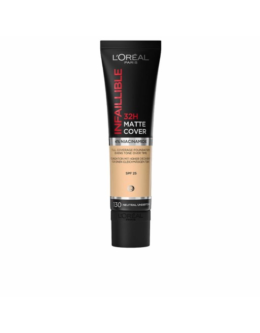 Base de Maquillaje Fluida L'Oreal Make Up Infalible 32H Matte Cover Nº 130 neutral undertone Spf 25