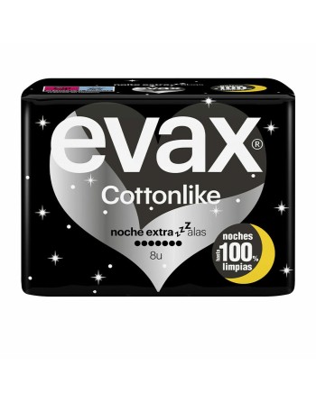 Night Sanitary Pads with Wings Evax Cottonlike 8 Units