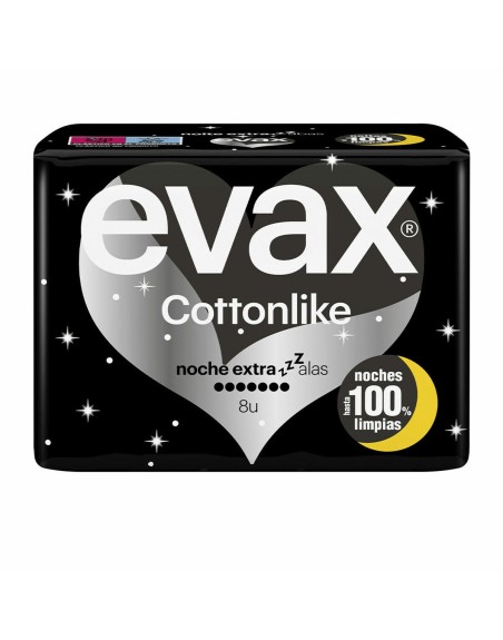 Compresas con Alas para Noche Evax Cottonlike 8 Unidades