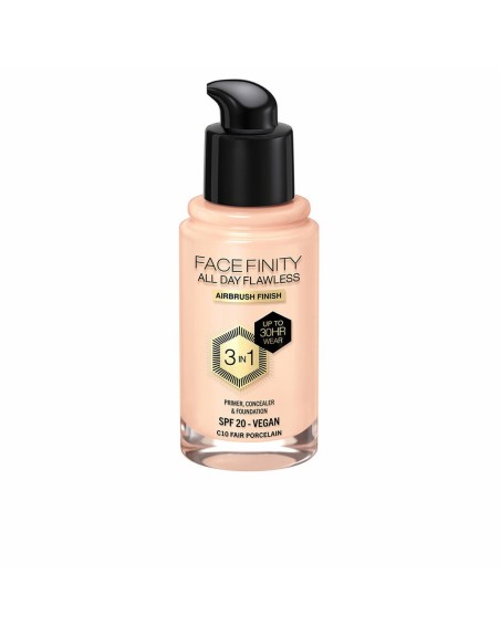 Cremige Make-up Grundierung Max Factor Face Finity All Day Flawless 3 in 1 Spf 20 Nº C10 Fair porcelain 30 ml