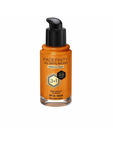 Base de Maquillaje Cremosa Max Factor Face Finity All Day Flawless 3 en 1 Spf 20 Nº W91 Warm amber 30 ml