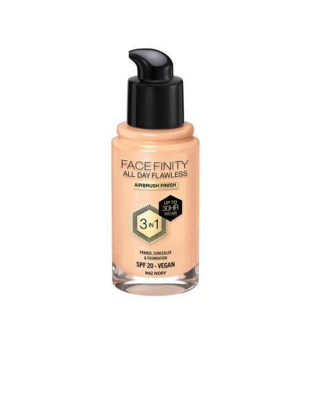 Crème Make-up Base Max Factor Face Finity All Day Flawless 3-in-1 Spf 20 Nº N42 Ivory 30 ml