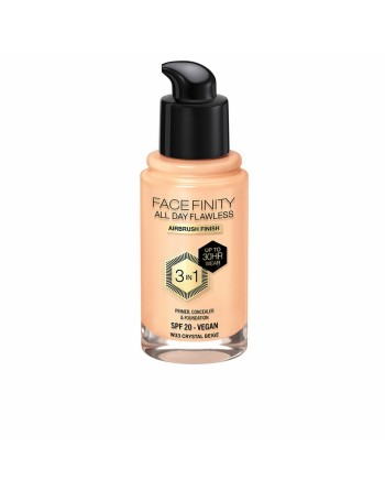 Base de Maquillaje Cremosa Max Factor Face Finity All Day Flawless 3 en 1 Spf 20 Nº W33 Crystal beige 30 ml