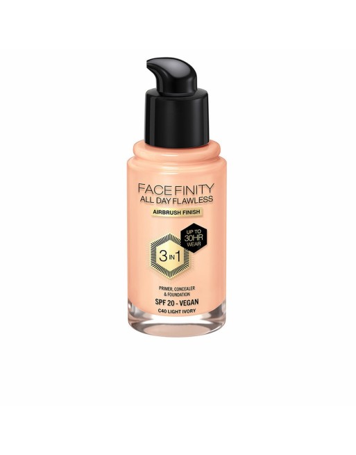 Base de Maquillage Crémeuse Max Factor Face Finity All Day Flawless 3-en-1 Spf 20 Nº C40 Light ivory 30 ml