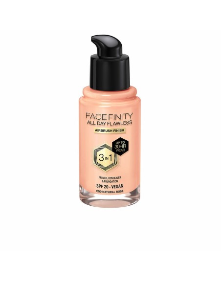 Cremet Make Up Foundation Max Factor Face Finity All Day Flawless 3-i-1 Spf 20 Nº C50 Natural rose 30 ml