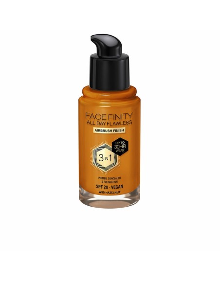 Base de Maquillage Crémeuse Max Factor Face Finity All Day Flawless 3-en-1 Spf 20 Nº W95 Hazelnut 30 ml