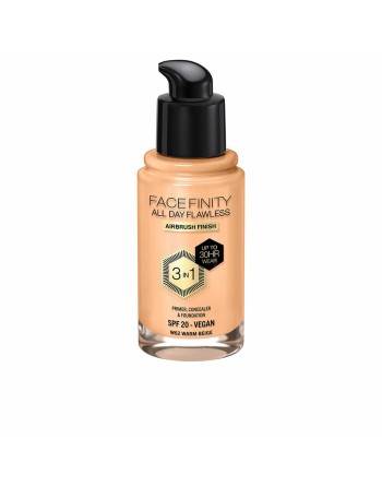 Cremige Make-up Grundierung Max Factor Face Finity All Day Flawless 3 in 1 Spf 20 Nº W62 Warm beige 30 ml