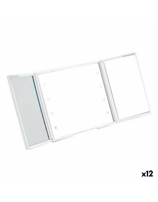 Espejo de Bolsillo Luz LED Blanco ABS 1,5 x 9,5 x 11,5 cm (12 Unidades)
