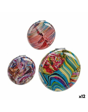 Pocket Mirror Crystal Plastic 8 x 2,4 x 8 cm (12 Units)