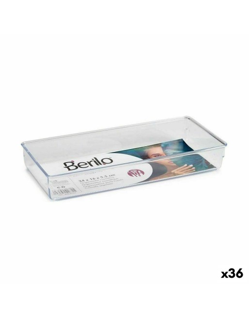Skuffeopdeler MULTIFUNKTIONEL Gennemsigtig Plastik 15,5 x 5,5 x 34,5 cm (36 Enheder)