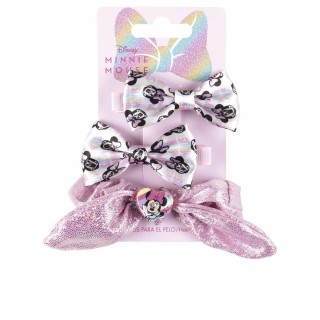 Hårklemmer Disney   Pink Minnie Mouse Lasso Sæt (3 Dele)