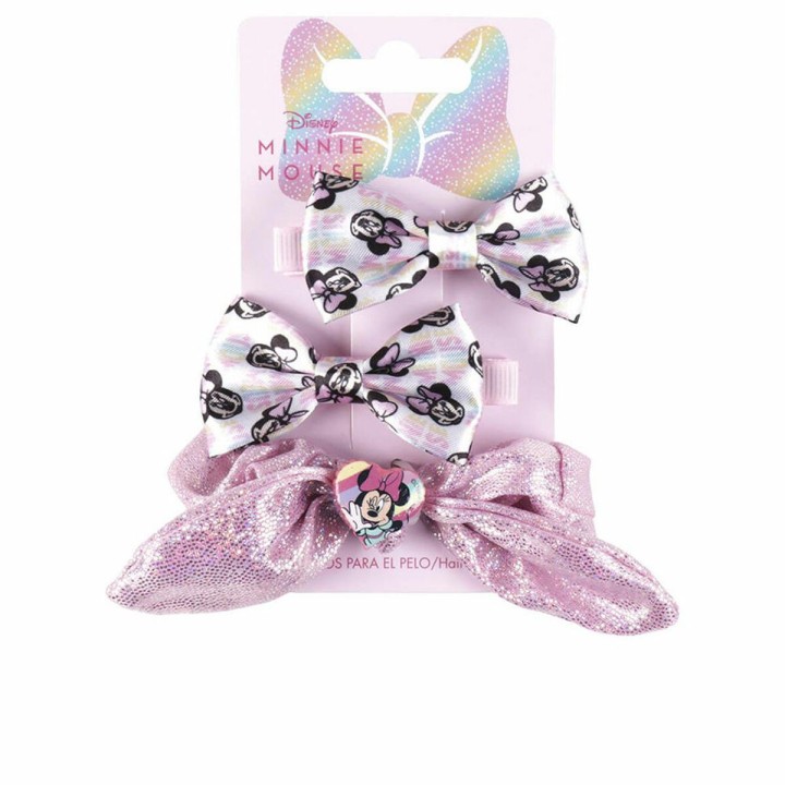 Hårklemmer Disney   Pink Minnie Mouse Lasso Sæt (3 Dele)