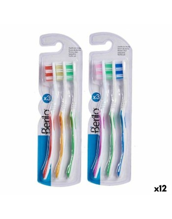 Spazzolino da Denti Giallo Azzurro Rosso Verde Rosa (12 Unità)
