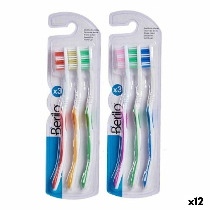 Cepillo de Dientes Amarillo Azul Rojo Verde Rosa (12 Unidades)
